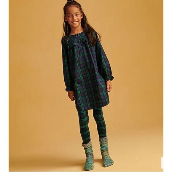 J. Crew Crewcuts Girls Green Flannel Nightgown Dress size Large 10-11 Tartan - Picture 2 of 7